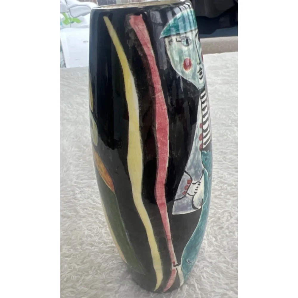 Rare 1969 San Marino Ceramica Titano Hand Painted 9” Day of Dead Vase AD Signed